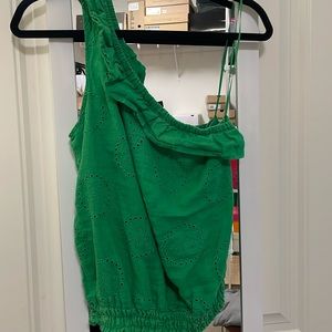 Express Green One Shoulder Top, Size M